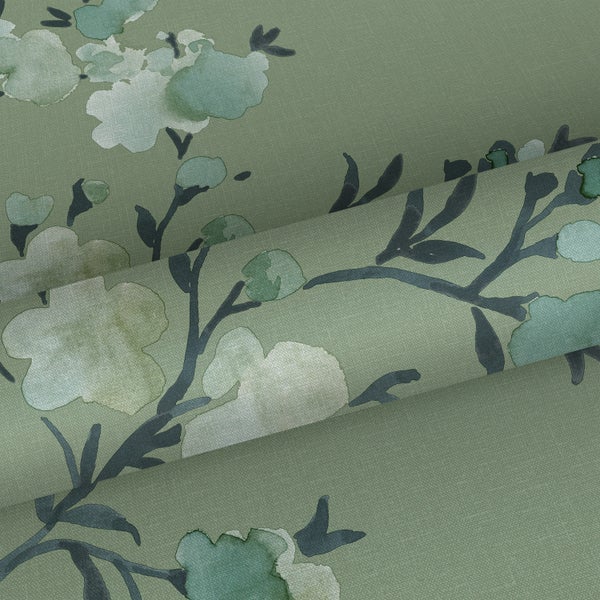 Walls4You Tapete Blumenmuster Graugrün - 53 cm x 10.05 m - 935337