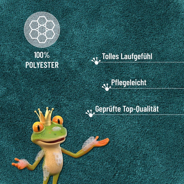 Teppich-Eigenschaften: 100 Prozent Polyester, angenehmes Laufgefühl, pflegeleicht und geprüfte Top-Qualität.