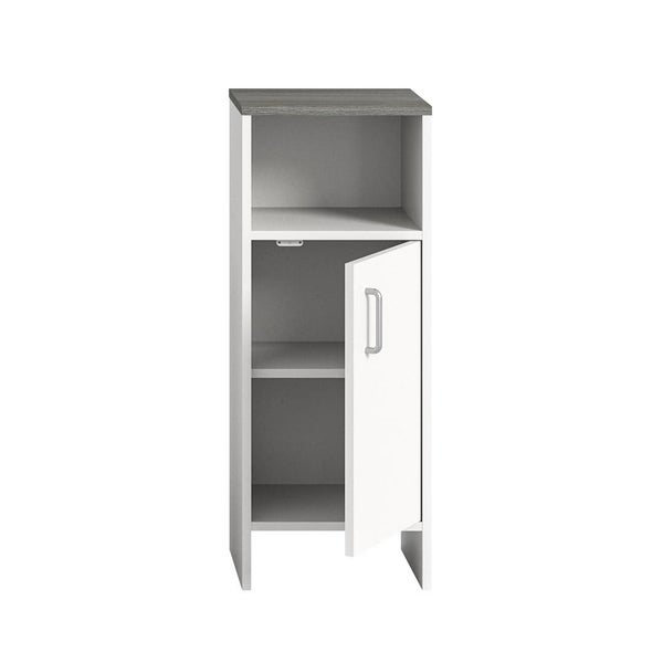 Los Angeles Badschrank 1 Tür, 1 Ablage weiß,rauchfarbenen. 33 X 31 X 80 cm