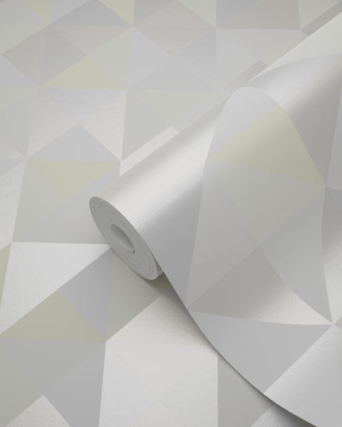 Origin Wallcoverings Tapete Dreiecke Crème-Beige, Hellgrau, Pastellgelb und Hellbeige - 53 cm x 10.05 m - 337210