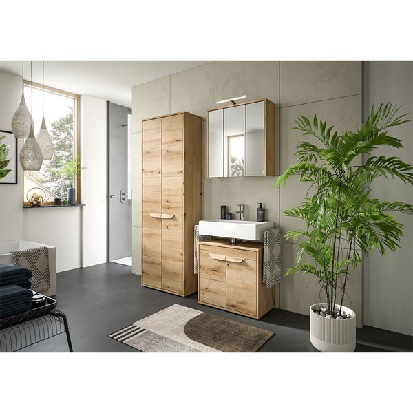 Zeno Hochschrank Bad 2 Türen Eiche Dekor. 64 X 32 X 189 cm
