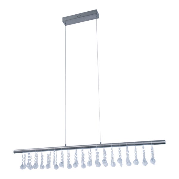 LED Pendelleuchte NOBILIS Länge ca. 100 cm, aus Metall und Kunststoff in satin-nickel, mit fest verbauten LEDs, Beleuchtung für Wohnzimmer, Esszimmer oder Büro