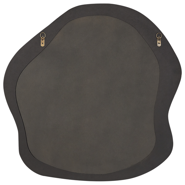 Rückseite eines unregelmäßig geformten Spiegels mit Aufhängungen