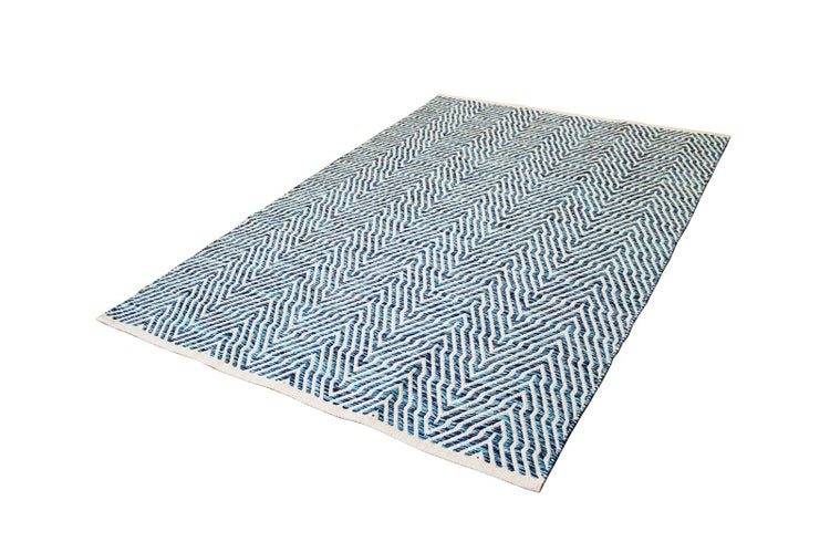Flachflor Teppich Zephyrus Blau Modern 80 x 150 cm