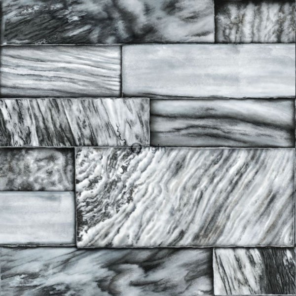 Origin Wallcoverings Tapete Marmor-Optik Schwarz und Weiß - 53 cm x 10.05 m - 337253