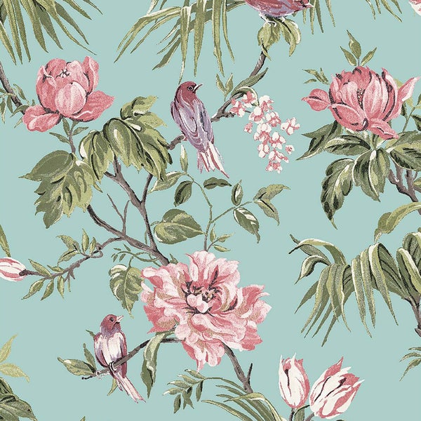 Tapetenmuster mit Blumen und Vögeln