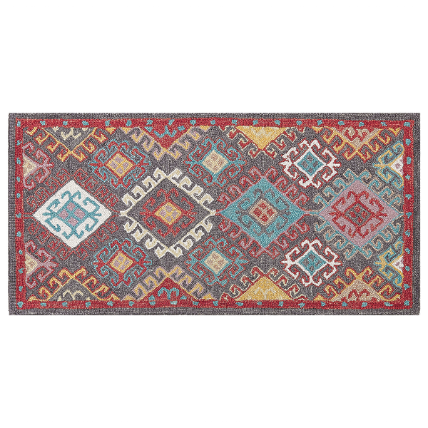 Teppich Wolle mehrfarbig 80 x 150 cm Kurzflor FINIKE
