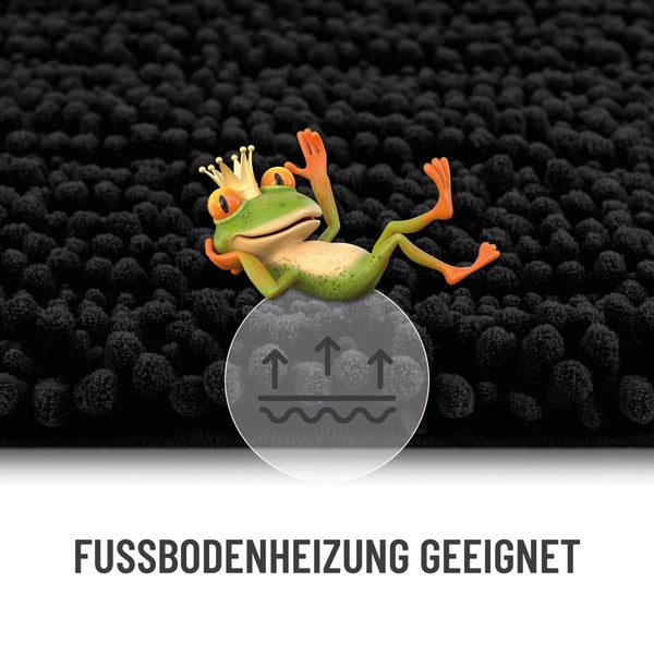 Symbol für Fußbodenheizung geeignet auf einer flauschigen Badematte.