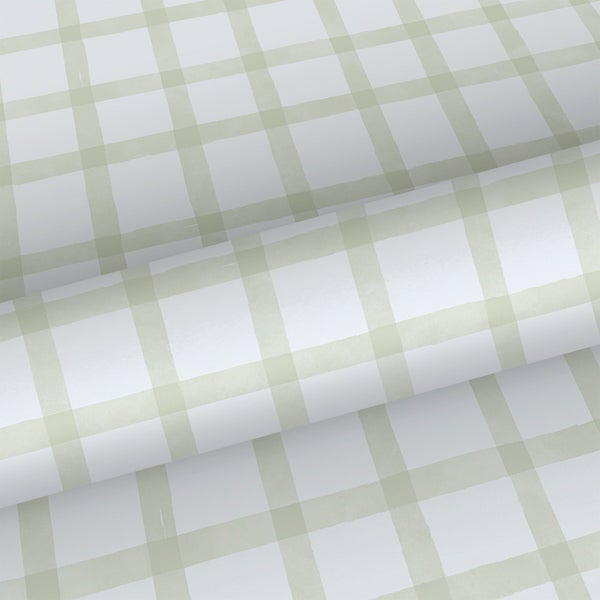 Sanders und Sanders Tapete Karomuster Hellgrün und Weiß - 53 cm x 10.05 m - 640646