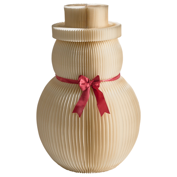 Dekorativer Schneemann aus Papier mit Schleife