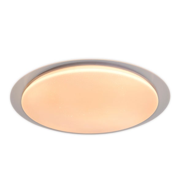 LED Deckenleuchte LOCARNO Ø 46 cm, aus Metall und  Acryl mit Kristalleffekt in Weiß, Lichttemperatur über Wechselschalter einstellbar