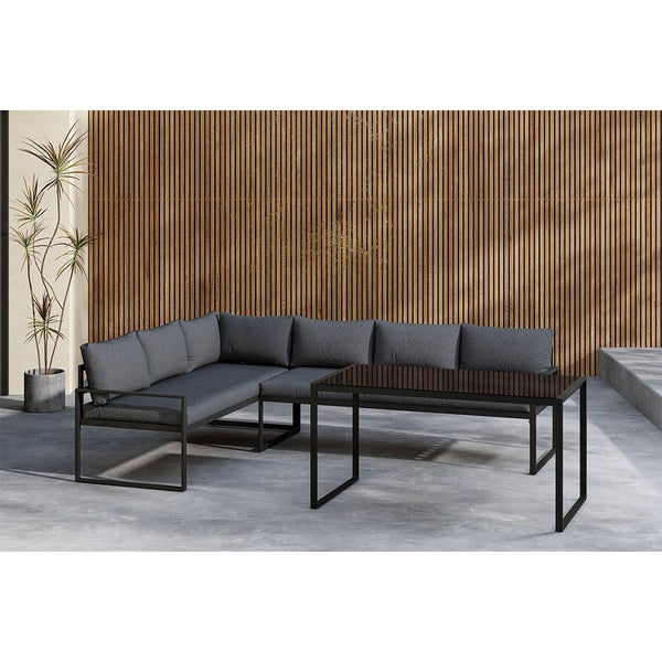 Zingaro Loungeset 1 Ecksofa, 1 Esstisch schwarz. 70 X 135 X 67 cm