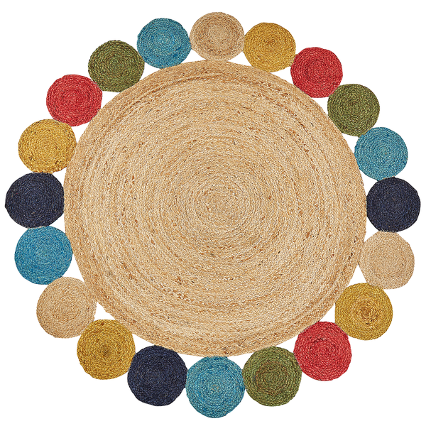 Teppich VOSTAN ø 140 cm Jute Bunt