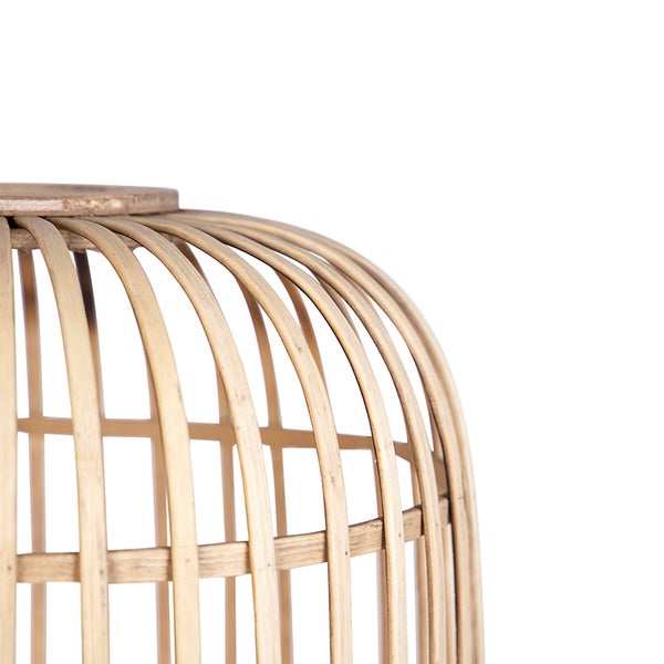 Ländliche Stehleuchte schwarz mit Rattan - Manila