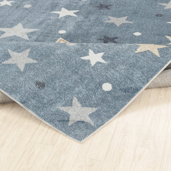 Maschinenwaschbarer Kinderteppich Sterne Blau/Beige 160x213 cm SUPERMAMA