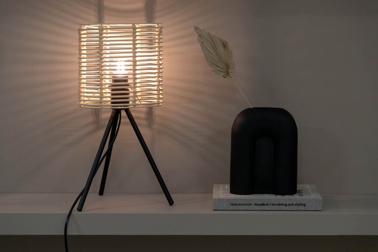 Fence Beleuchtung Tischlampe 20x20x40cm Rattan schwarz, Holz. 20 X 20 X 40 cm