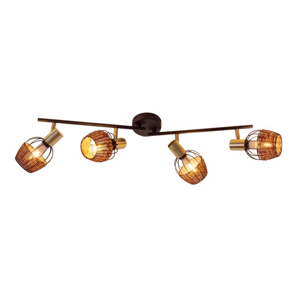 4er Deckenleuchte CORBIS,  Spot aus Metall in Schwarz, und Gold, mit E14-Fassung, für Esszimmer, Wohnzimmer, Diele oder Büro, Deckenlampe innen, 78 cm lang