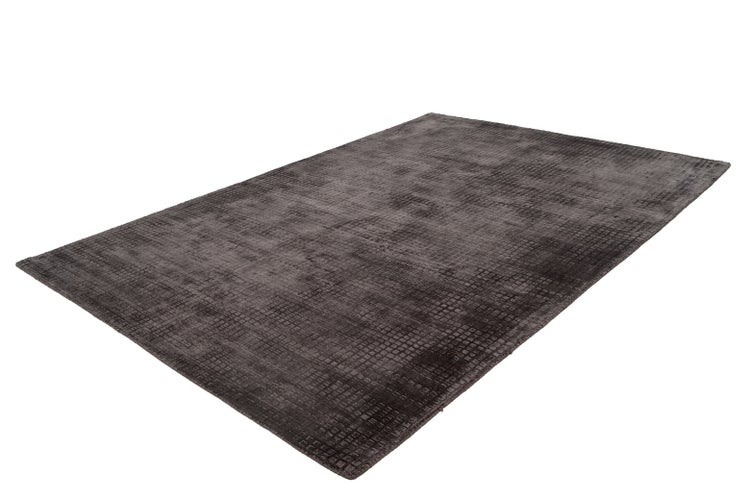 Kurzflor Teppich Etherealuxe Grau Viskose Vintage-Design, Used-Look, Uni handgewebt 80 x 150 cm