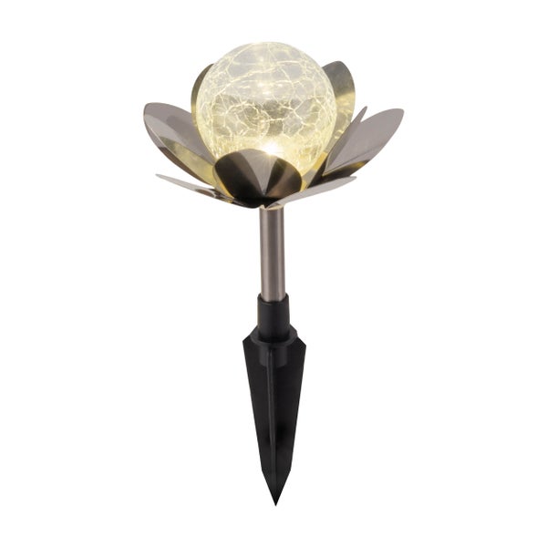 Gartenstecker mit Glaskugel und Blütenblattdesign