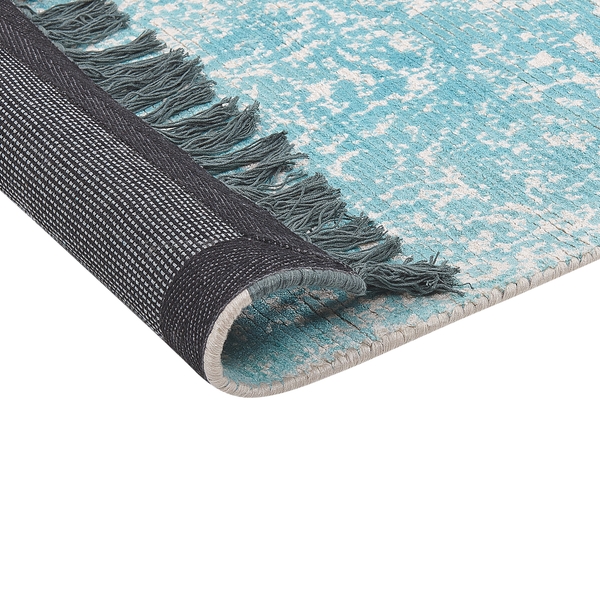 Teppich Viskose hellblau / beige 80 x 150 cm cm orientalisches Muster Kurzflor AKARSU