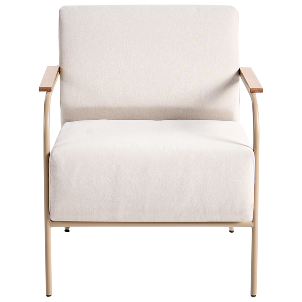 Sessel mit Stoffbezug und Armlehnen aus Holz