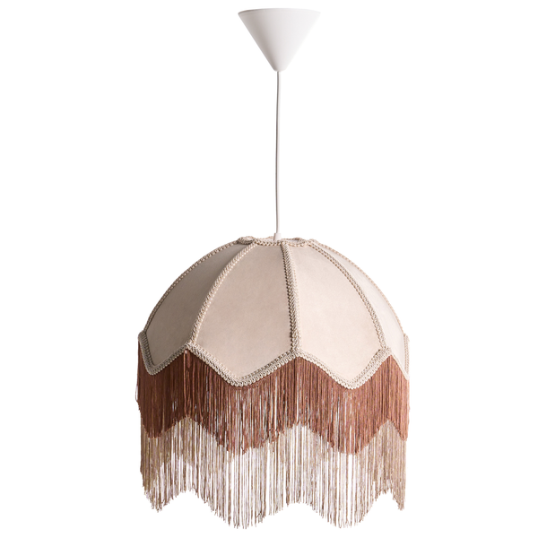 Hängelampe mit Stoffschirm und Fransen