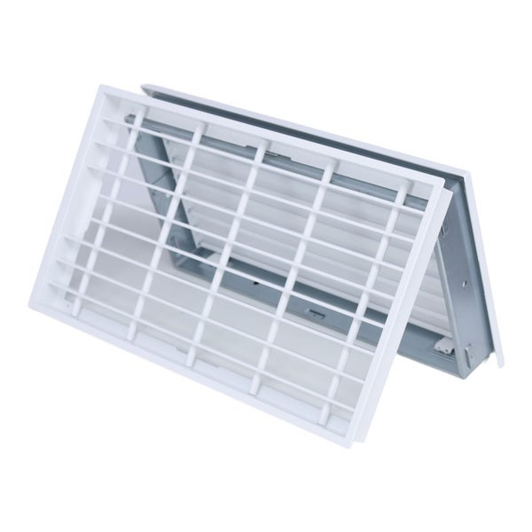 Rechteckiges Lüftungsgitter mit verstellbaren Lamellen für den Wand- oder Deckeneinbau.