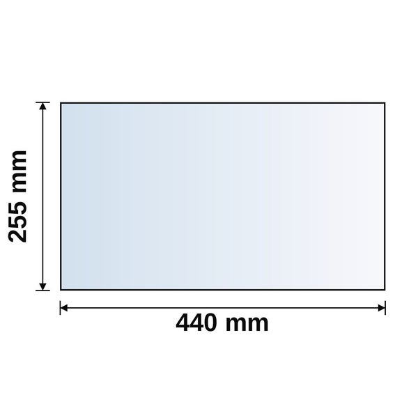 Rechteckiges Produkt mit den Maßen 255 Millimeter Höhe und 440 Millimeter Breite.