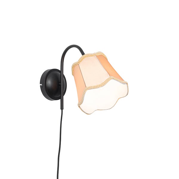 Klassische Wandlampe schwarz mit Lampenschirm gold - Nona