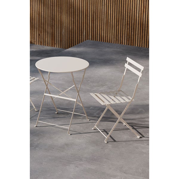 Tao Loungeset 1 Tisch, 2 Stühle beige. 60 X 60 X 71 cm