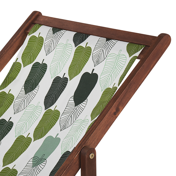 Set mit 2 klappbaren Liegestühlen ANZIO mit Ersatzstoffen Blumenmuster Akazienholz Dunkelbraun