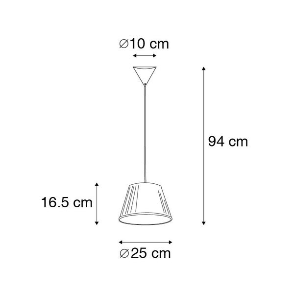 Retro Hängelampe Creme 25 cm - Plissee