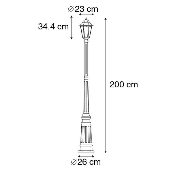 Klassische Außenlaterne schwarz 200 cm IP44 - Havanna