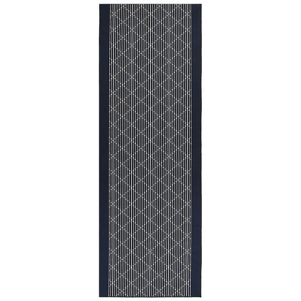 Teppich marineblau 70 x 200 cm geometrisches Muster Kurzflor CHARVAD