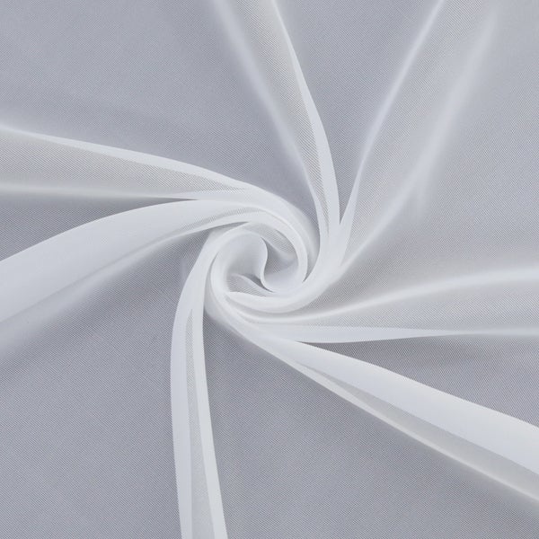 Weißer Gardinenstoff, spiralförmig drapiert, Textil