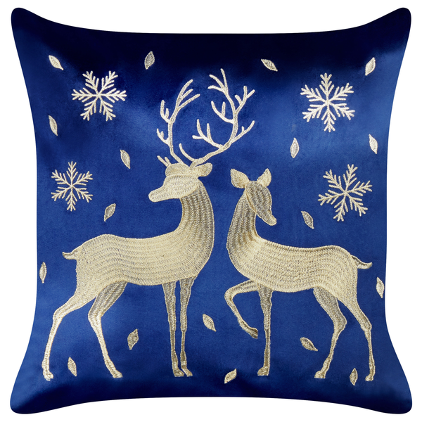 Dekokissen 2er Set MERINGUE Samtstoff 45 x 45 cm Dunkelblau Weihnachtsmotiv