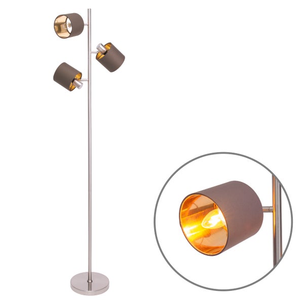 Stehlampe mit drei Lampenschirmen für Innenräume