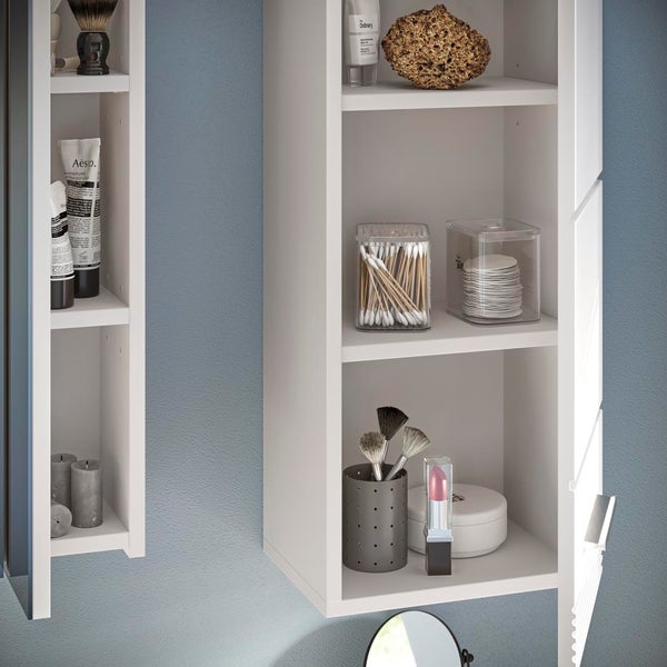 Linus Badschrank wandhängend 1 Tür Hochglanz weiß,weiß. 30 X 23 X 77 cm