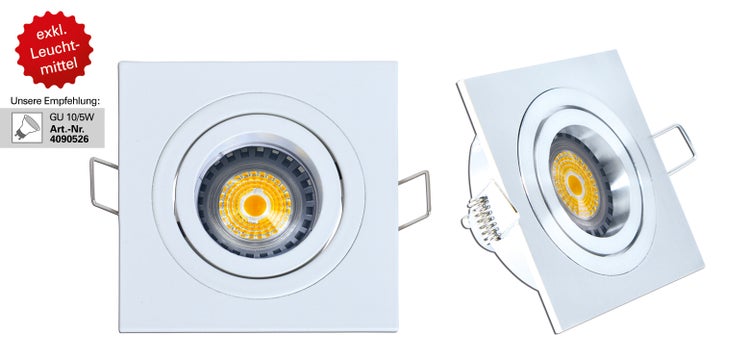 Quadratische Einbauleuchte, Leuchtmittel nicht enthalten