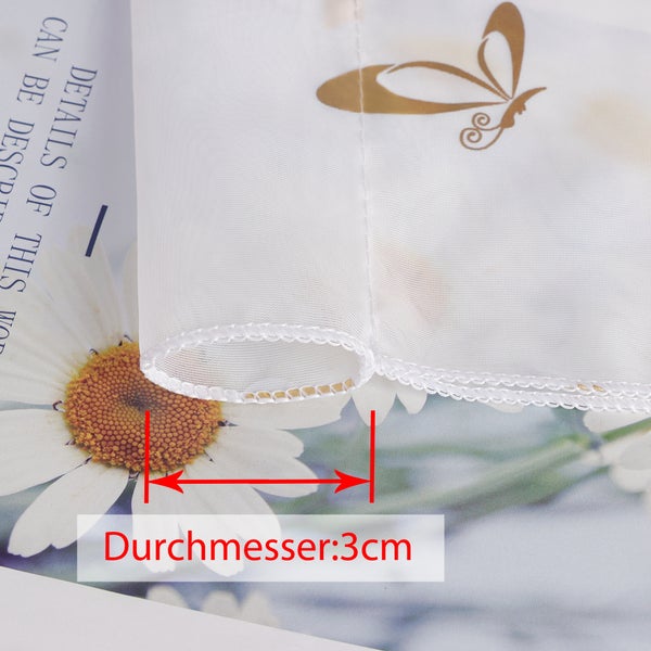 Gardine mit Schmetterlingsmuster und Durchmesser von 3 Zentimetern