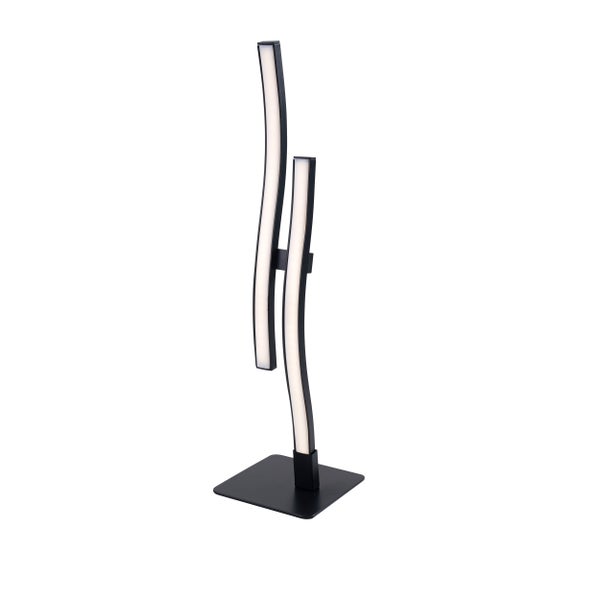 LED Tischleuchte Onda,  Tischlampe aus Metall und Kunststoff in Schwarz,, mit fest verbauten LEDs, Beleuchtung für Wohnzimmer, Büro oder Nachttisch 44 cm hoch