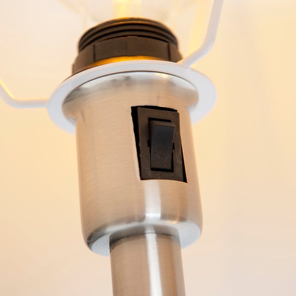 Klassische Stehlampe Stahl mit weißem Schirm und Leselampe - Retro