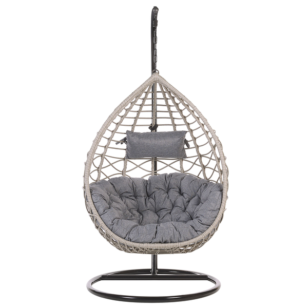 Hängesessel mit Gestell ARSITA Polyrattan Grau