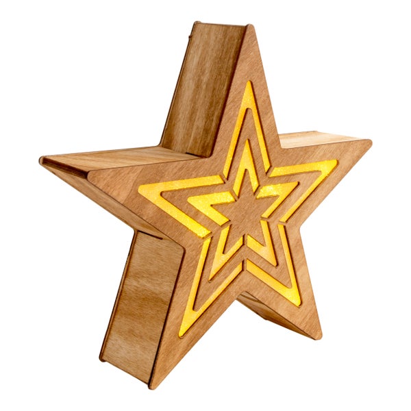 Dekorativer Holzstern mit Lichteffekt für festliche Anlässe