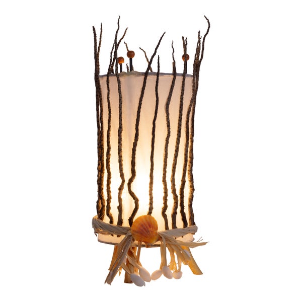 Dekorative Tischleuchte mit Ästen und Muscheln