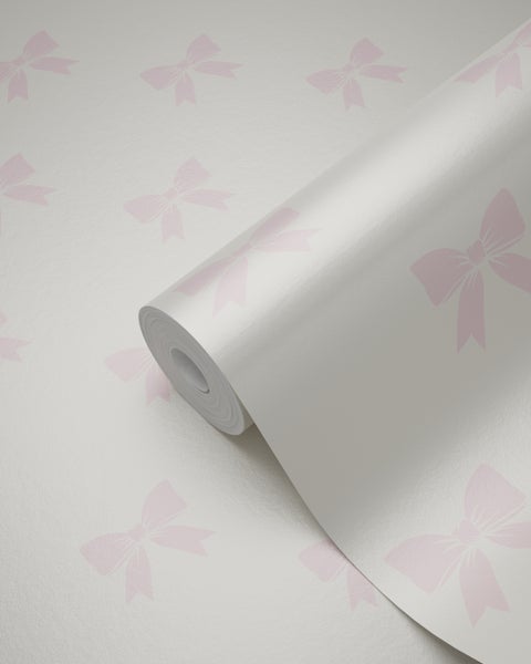 Origin Wallcoverings Tapete kleine Schleifen Weiß und Hellrosa - 53 cm x 10.05 m - 346846
