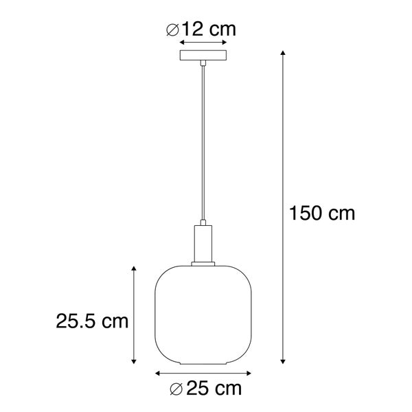 Technische Zeichnung einer Pendelleuchte mit Maßangaben