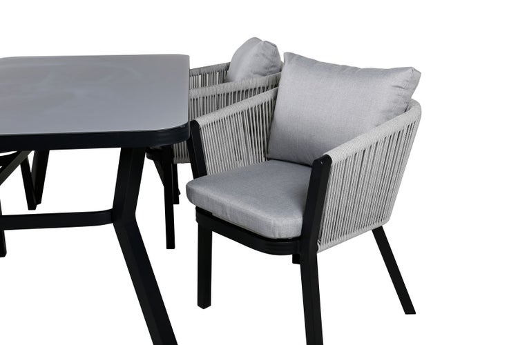 Virya Gartenset Tisch 90x160cm und 4 Stühle Virya weiß, schwarz, grau. 90 X 160 X 74 cm