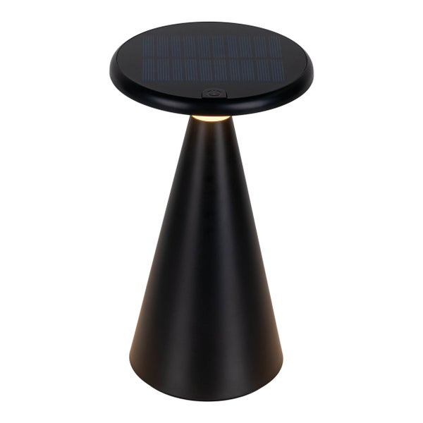 Solar-Akku-Tischleuchte Palu für Außen und Innen, aus Kunststoff in Schwarz , 20 cm hoch