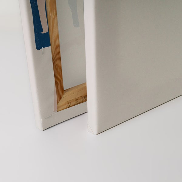 Detailansicht zweier Keilrahmen mit Leinwandbespannung und Holzrahmen